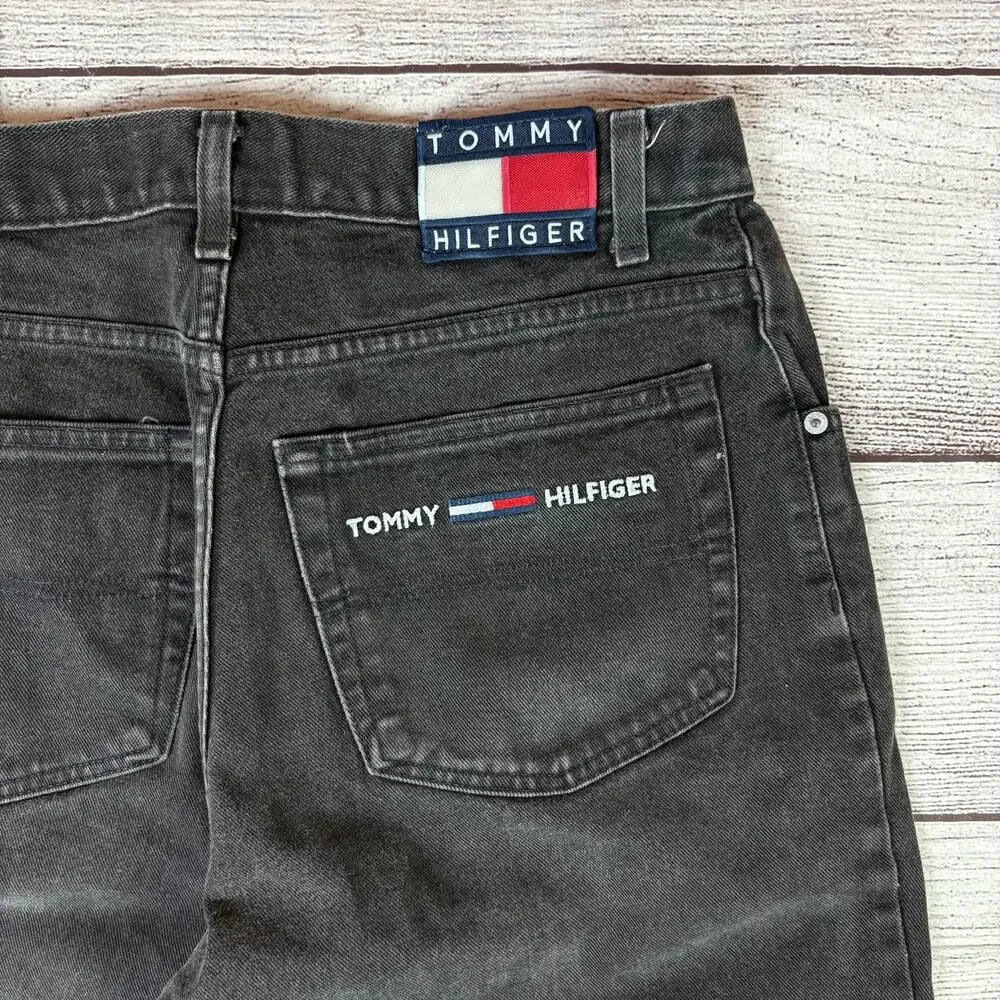 Vintage 1990s Tommy Hilfiger Black Denim Jean Shorts